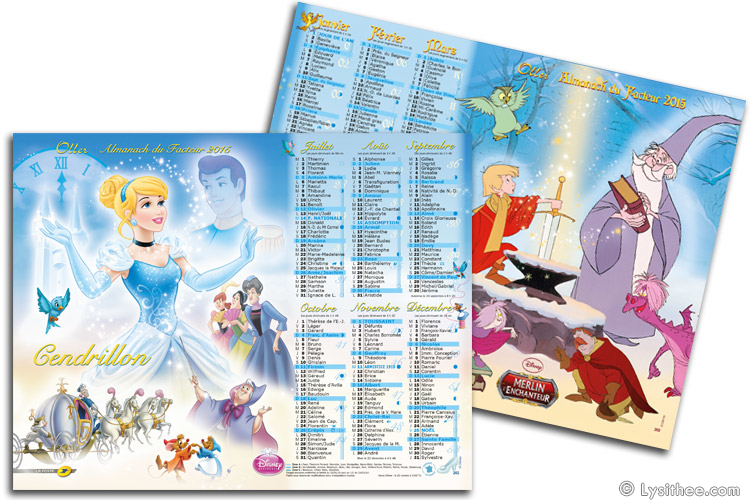 Calendrier de la Poste Disney Cendrillon & Merlin l'Enchanteur