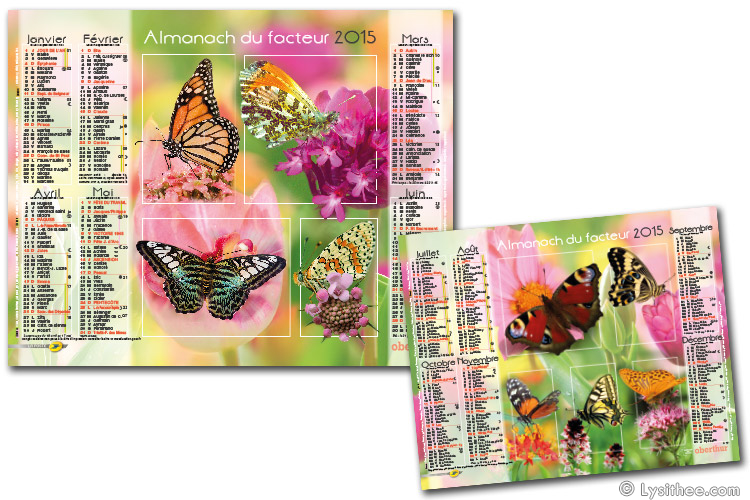 Calendrier de la Poste Fleurs & Papillons Incarnadin