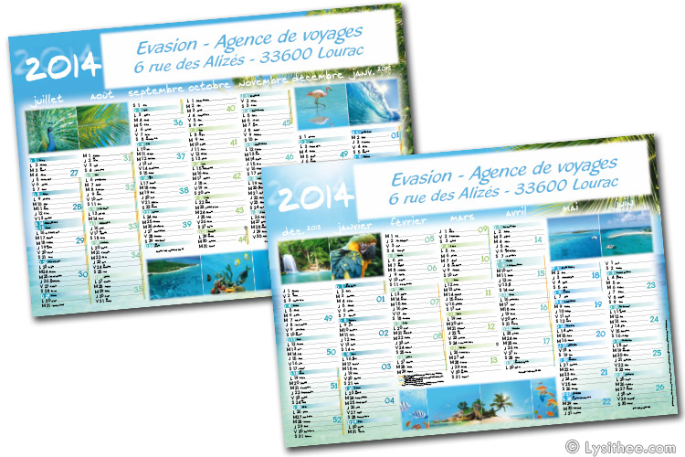 Calendrier Holidays Plages Bleues