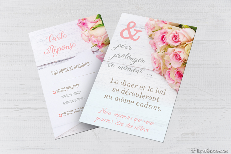 Carton d'invitation au dîner Mariage Romantique