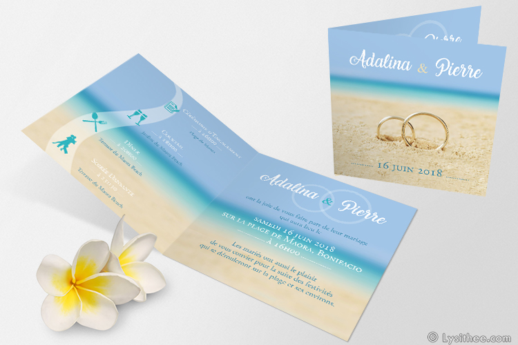 Faire-Part Mariage Alliances Plage