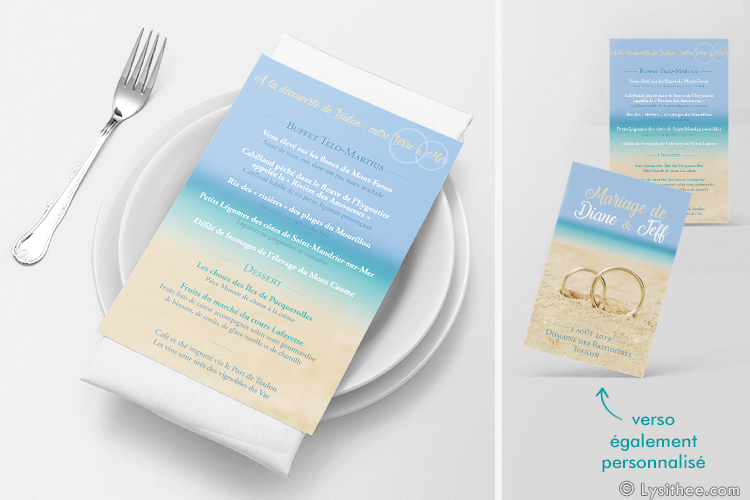 Menu Mariage Mariage Alliances Plage