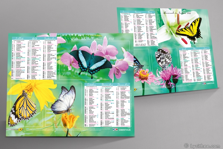 Calendrier de la Poste Fleurs & Papillons Emeraude