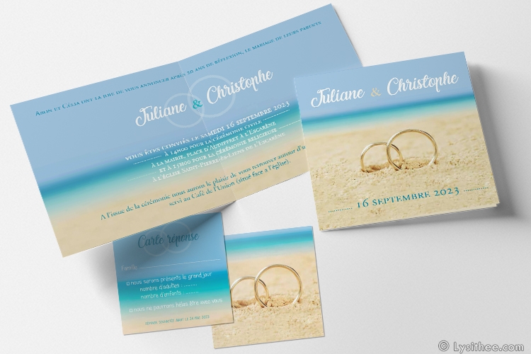 Coupon réponse Mariage Mariage Alliances Plage