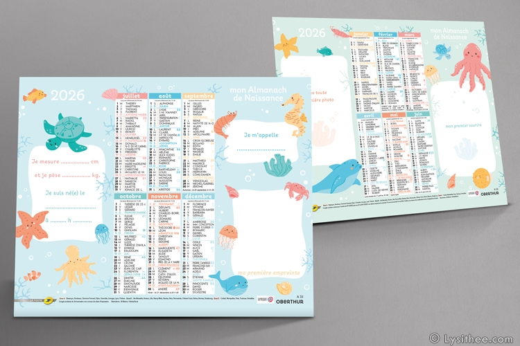 Calendrier de la Poste Naissance Sous l'océan