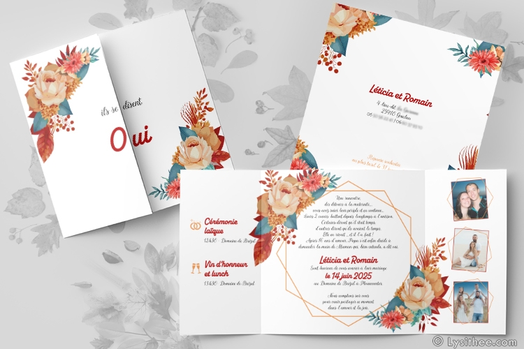 Faire-Part Mariage Bouquet d'Automne